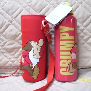 Disney GRUMPY Water Bottle w/Neoprene Holder NWT
